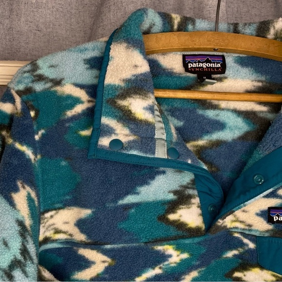 Vintage Med Synchilla Trout Tales Elwha Blue Snap-T Fleece - Picture 6 of 16